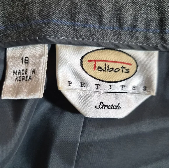 Talbots Petites Grey Blue Pinstripe Wool Blend Dress Pants Slacks Size 18P - Picture 3 of 10